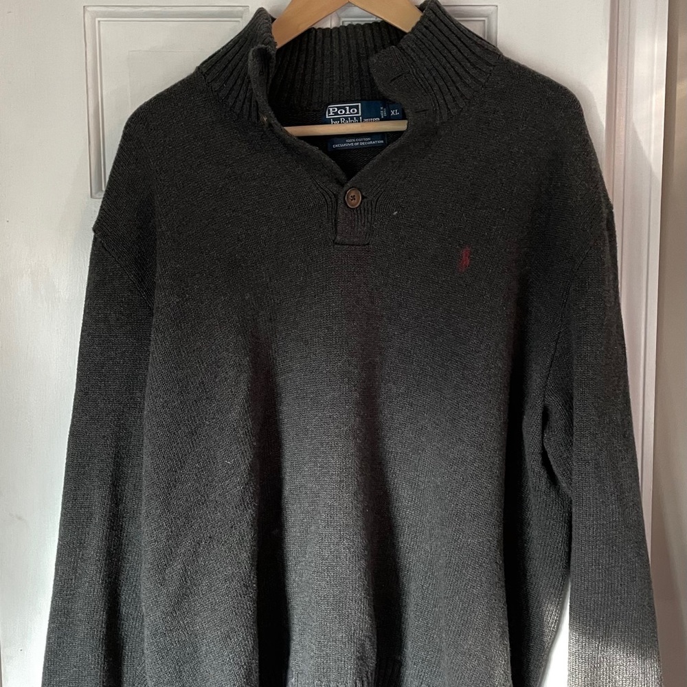 Grey polo 2 button sweater
